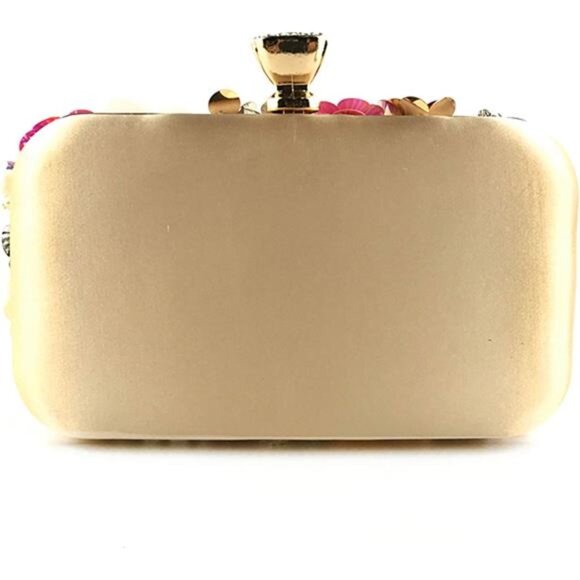 Women Clutches Flower Evening Handbag Chain Strap Shoulder Bag - Picture 2 of 7